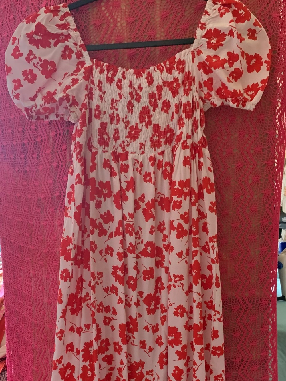 Zara Red and White Floral Maxi Dress